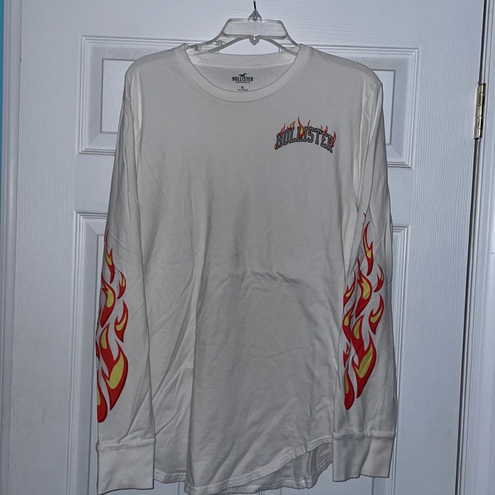 White Hollister flames long sleeve